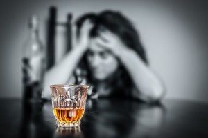 Alcohol addiction : Portrait of a lonely and desperate drunk his